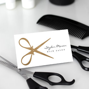 Elegant och Vintage Guld Sissor Logotyp Hair Salon Visitkort