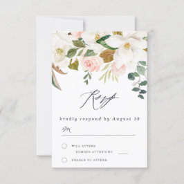 Elegant och vita Blommigtar Modern Bröllop OSA Kort