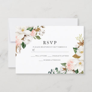 Elegant och vita vattenfärgsblommor Bröllop OSA Kort