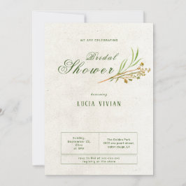 Elegant ochre Cream Grönt Rustic Möhippa Inbjudningar