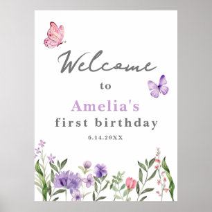 Elegant Oenderful Wildblomma 1:a födelsedag Poster