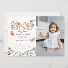 Elegant Oenderful Wildblomma 1:a födelsedagen Inbjudningar