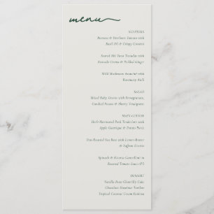 Elegant Off-Whit Minimalistisk Bröllopsmeny Meny