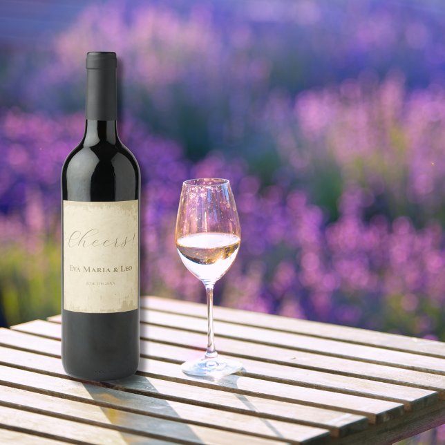 Elegant off-White Grunge Kant Vinflaska Etikett (Skapare uppladdad)