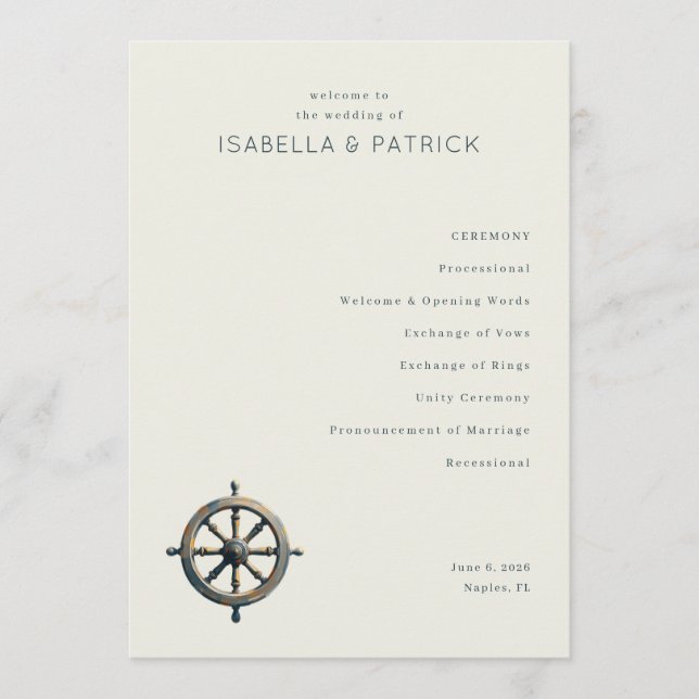 Elegant Off-White Nautical Wheel Program (Framsida)