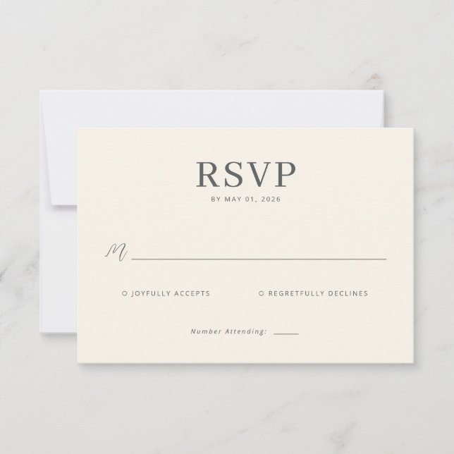 Elegant Off-White RSVP Card OSA Kort (Framsida)