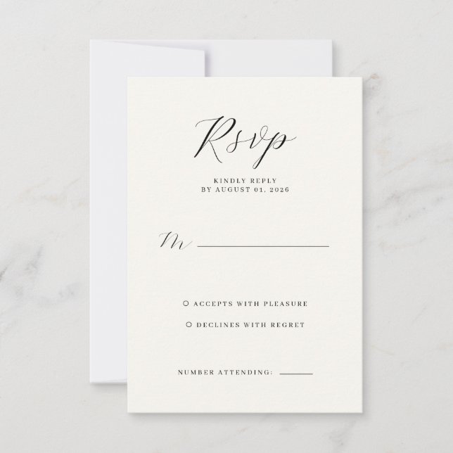 Elegant Off-White RSVP Card OSA Kort (Framsida)