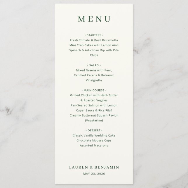 Elegant Off-White Serif Wedding Menu Meny (Framsida)
