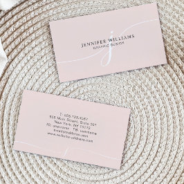 Elegant Oformaterad  Rosa Vitskript Monogram Visitkort