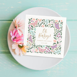 Elegant Oh Baby Butterfly Garden Baby Shower Pappersservett