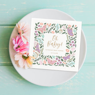 Elegant Oh Baby Butterfly Garden Baby Shower Pappersservett