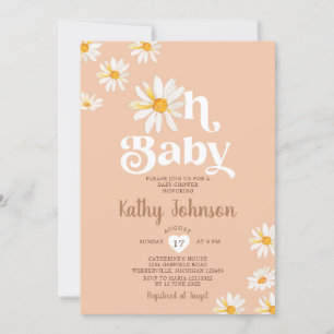Elegant Oh Baby Daisy Flowers Boho Baby Shower Inbjudningar