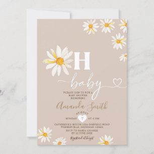 Elegant Oh Baby Daisy Flowers Boho Baby Shower Inbjudningar
