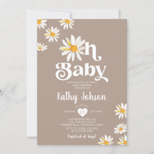 Elegant Oh Baby Daisy Flowers Boho Baby Shower Inbjudningar