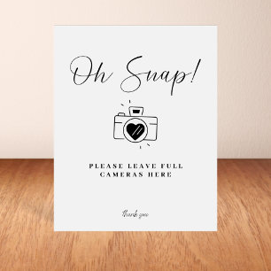 Elegant Oh Snap Disposable Camera Bröllop Sign Poster