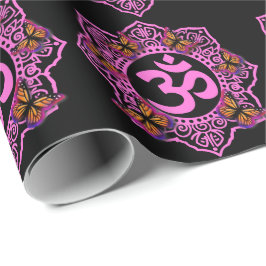 Elegant ohm mandala design rosa lila butterflulies presentpapper