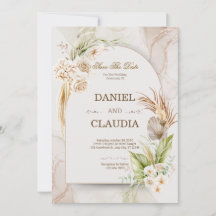 Elegant öken Chic Pampas & Palm Bröllopsinbjudan