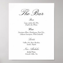 Elegant Old Money Black and White Wedding Bar Poster