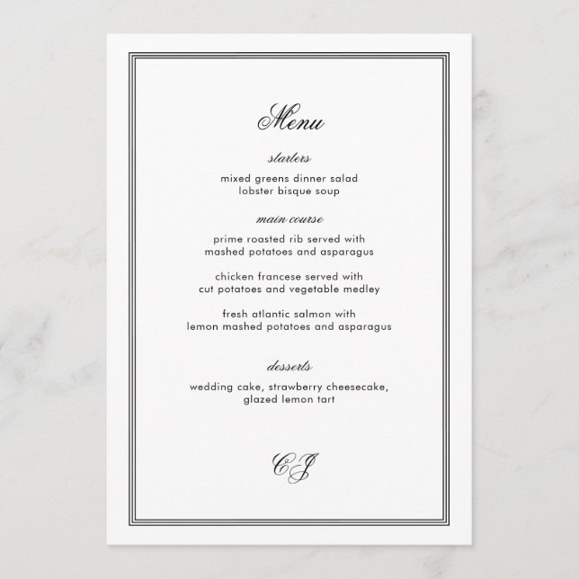 Elegant Old Money Black and White Wedding Card Inbjudningar (Framsida)