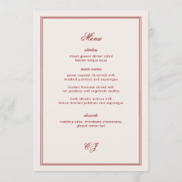 Elegant Old Money Burgundy Wedding Meny