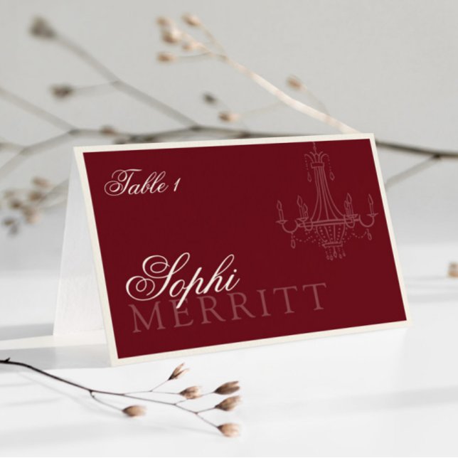 Elegant Old Money Wine Red Wedding place cards Bordsnummer (Skapare uppladdad)