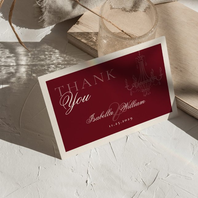 Elegant Old Money Wine Red Wedding Thank You Tack Kort (Skapare uppladdad)