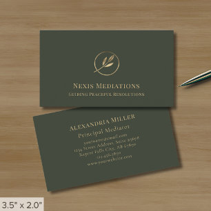 Elegant Oliv grönt Guld Löv-Logotypen Visitkort