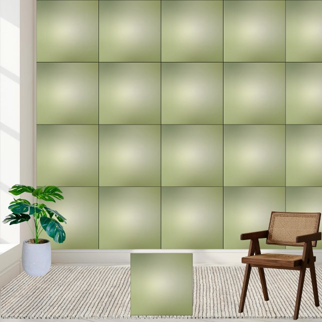 Elegant Oliv grönt keramiskt plattor för övertonin Kakelplatta (Elegant Olive Green Gradient Ceramic Tile)