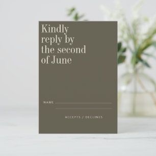 Elegant Oliv grönt minimalistiskt modernt Bröllop OSA Kort