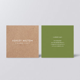 Elegant Oliv grönt tryckt Kraft Consultant Fyrkantigt Visitkort