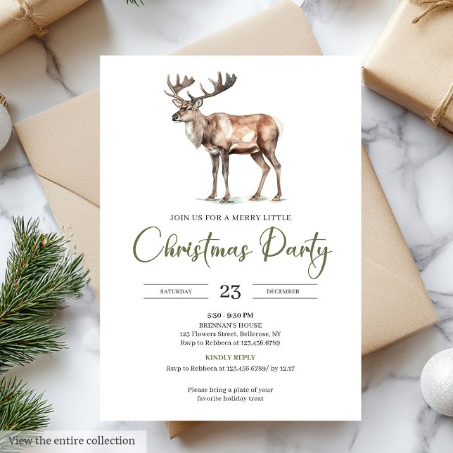 Elegant Olivbeige Minimalistisk Julfest Inbjudningar (Elegant Olive Beige Minimalist Christmas Party

)