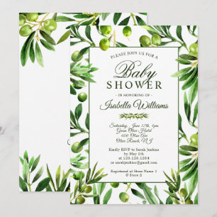 Elegant Olive Boho Garden Baby Shower-inbjudan Inbjudningar