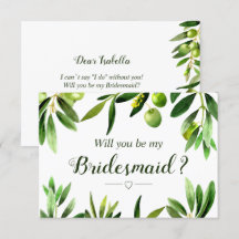 Elegant Olive Boho Garden Bridesmaid-inbjudan