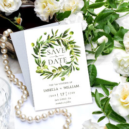 Elegant Olive Boho Spara datum Bröllop-kort Datumet