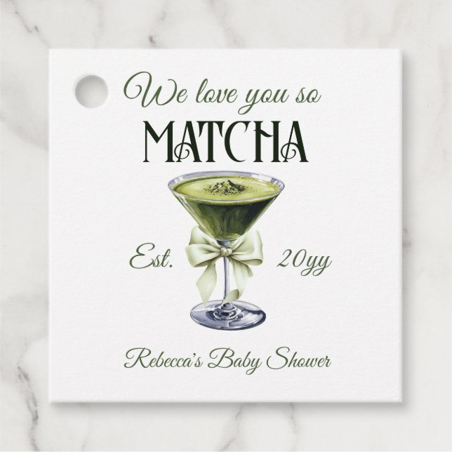 Elegant Olive Bow Kärlek Du så Matcha Baby Shower Gåvor Etiketter (Framsida)