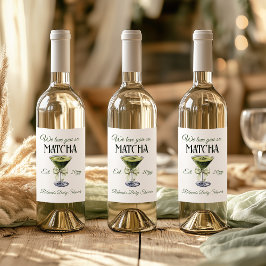 Elegant Olive Bow Kärlek Du så Matcha Baby Shower Vinflaska Etikett