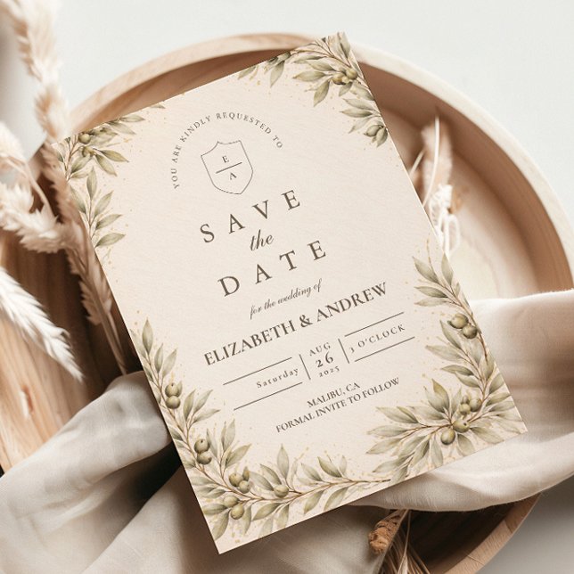 Elegant Olive Branch Greenery Wedding Spara Datumet (Skapare uppladdad)