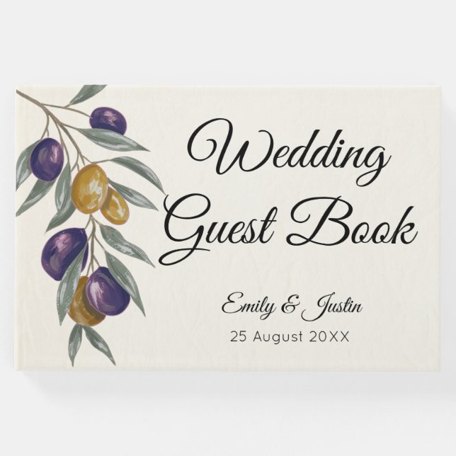 Elegant Olive Bröllop Anpassade Guest Bok (Framsida)