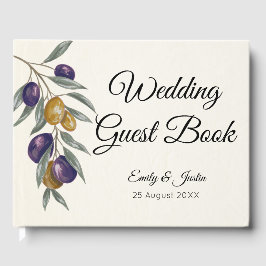 Elegant Olive Bröllop Anpassade Guest Bok