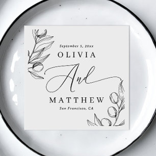 Elegant Olive Bröllop Minimalistiskt delikat skr Pappersservett