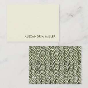 Elegant Olive Font Herringbone mönster back Anteckningskort