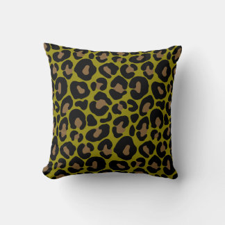 Elegant olive green and black leopard Print Kudde