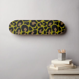Elegant Olive Green &Black Leopard Print  Mini Skateboard Bräda 18,5 Cm