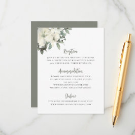 Elegant Olive Green Floral Wedding Enclosure Card Tilläggskort