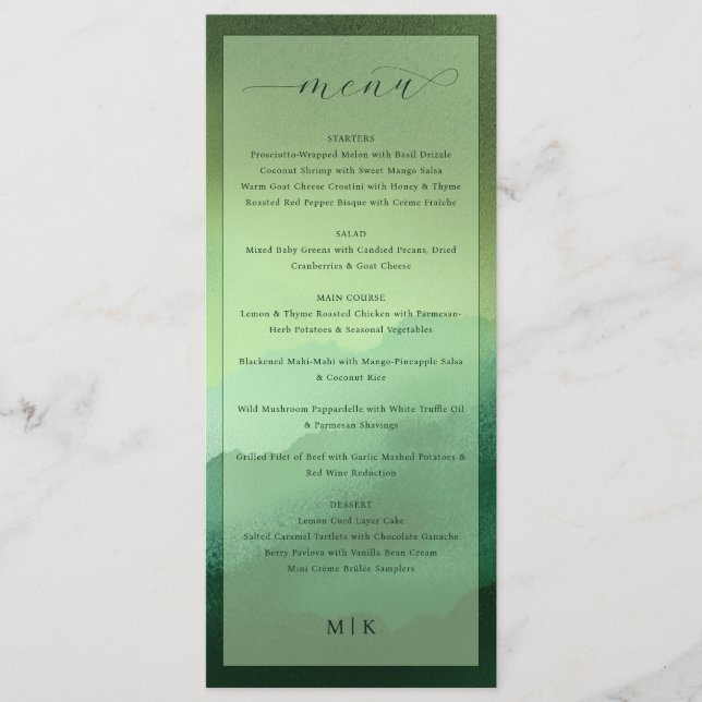 Elegant Olive Green Menu for High-End Dining Meny (Framsida)