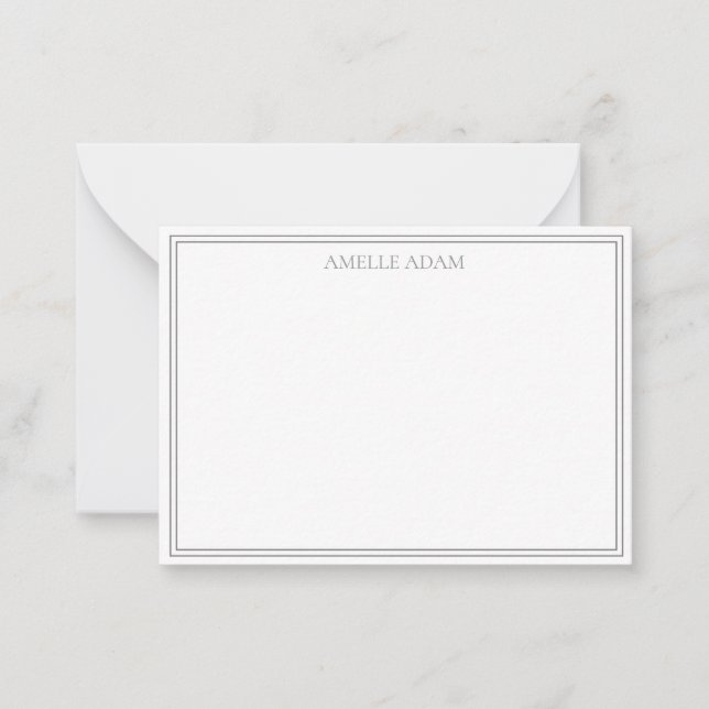 Elegant Olive Green Minimalist Note Card Anteckningskort (Framsida)