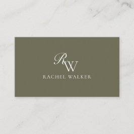 Elegant Olive Green Monogram Visitkort