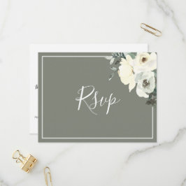 Elegant Olive Green RSVP Postcard with Meal Choice Inbjudan Vykort