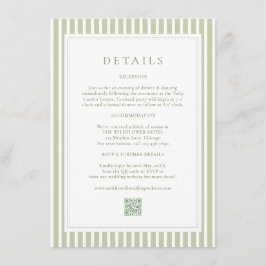 Elegant Olive Green Wedding Details Card Tilläggskort