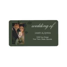 Elegant olive green wedding return address  adressetikett